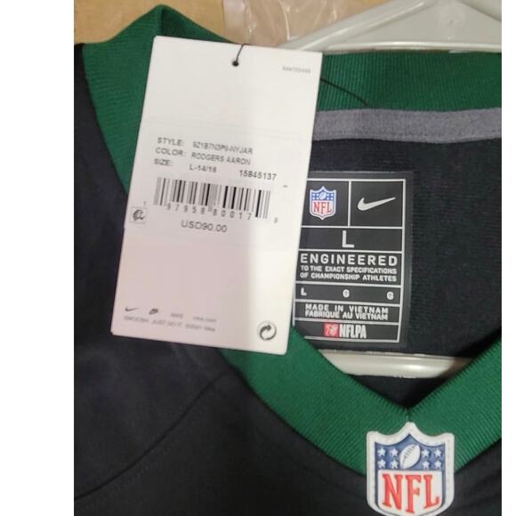 Nike Engineered Men's Size Large Green Black NFL Aaron Rodgers Jets Jersey - Picture 4 of 4